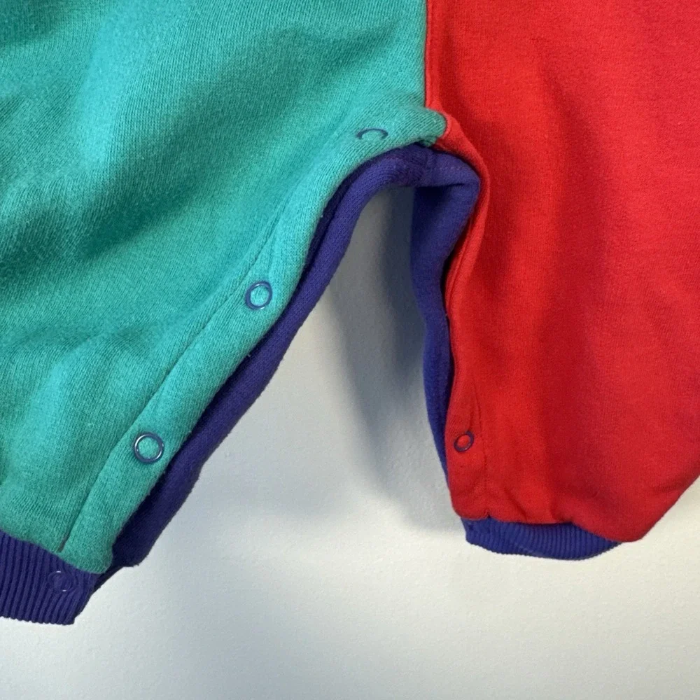 Vintage Disney Kids Winnie The Pooh Colorblock Romper Size 12 Months Long Sleeve